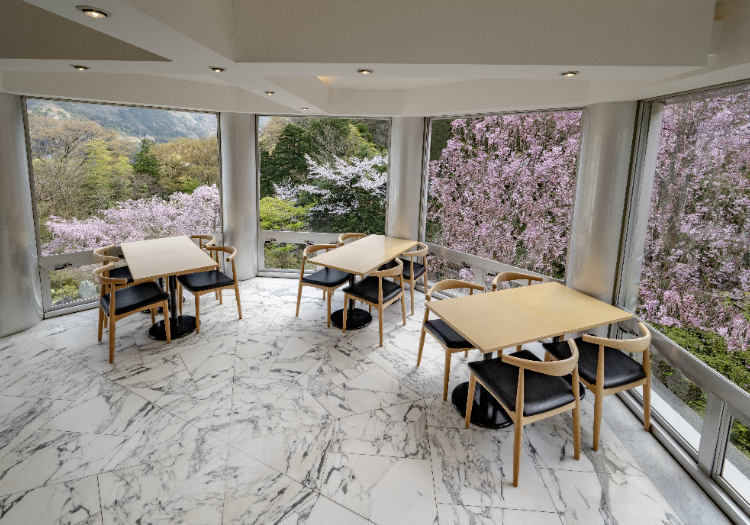 館内にある「ラウンジ花影」。お客様の心に深く寄り添い、至高の寛ぎを彩る空間