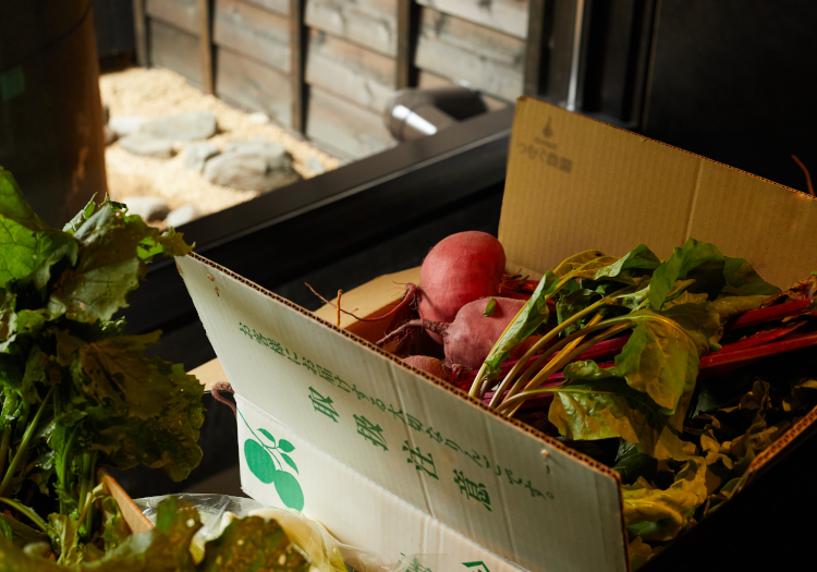 生産者様の思いを料理に。地元産の食材にこだわり、調達は自分たちで行なっています