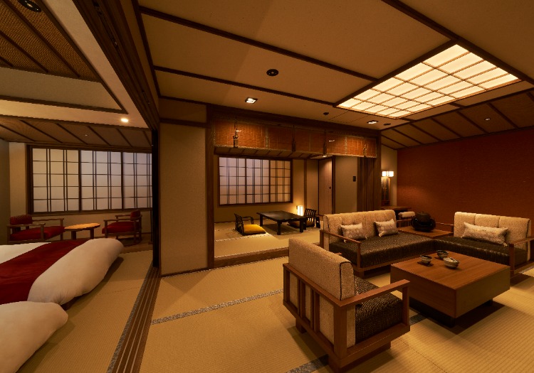 和の風格を感じる客室は、ゆとりのある広さになっております