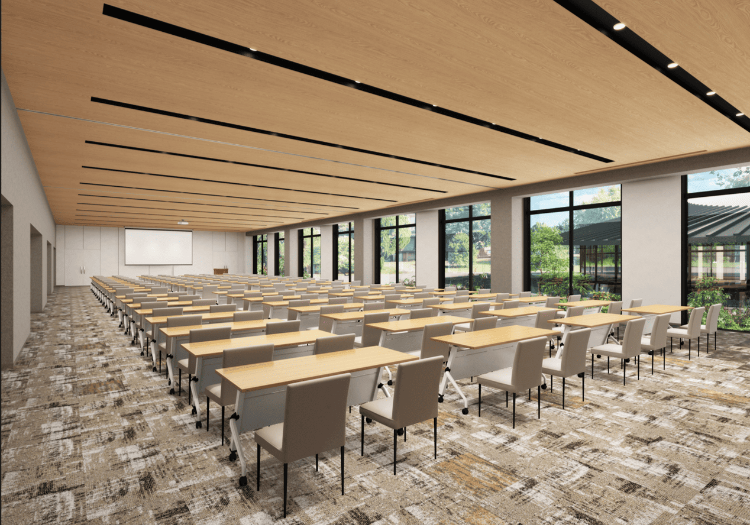 国際会議も見込む最大300名規模のホール。双葉町の新たな交流を生む舞台となります